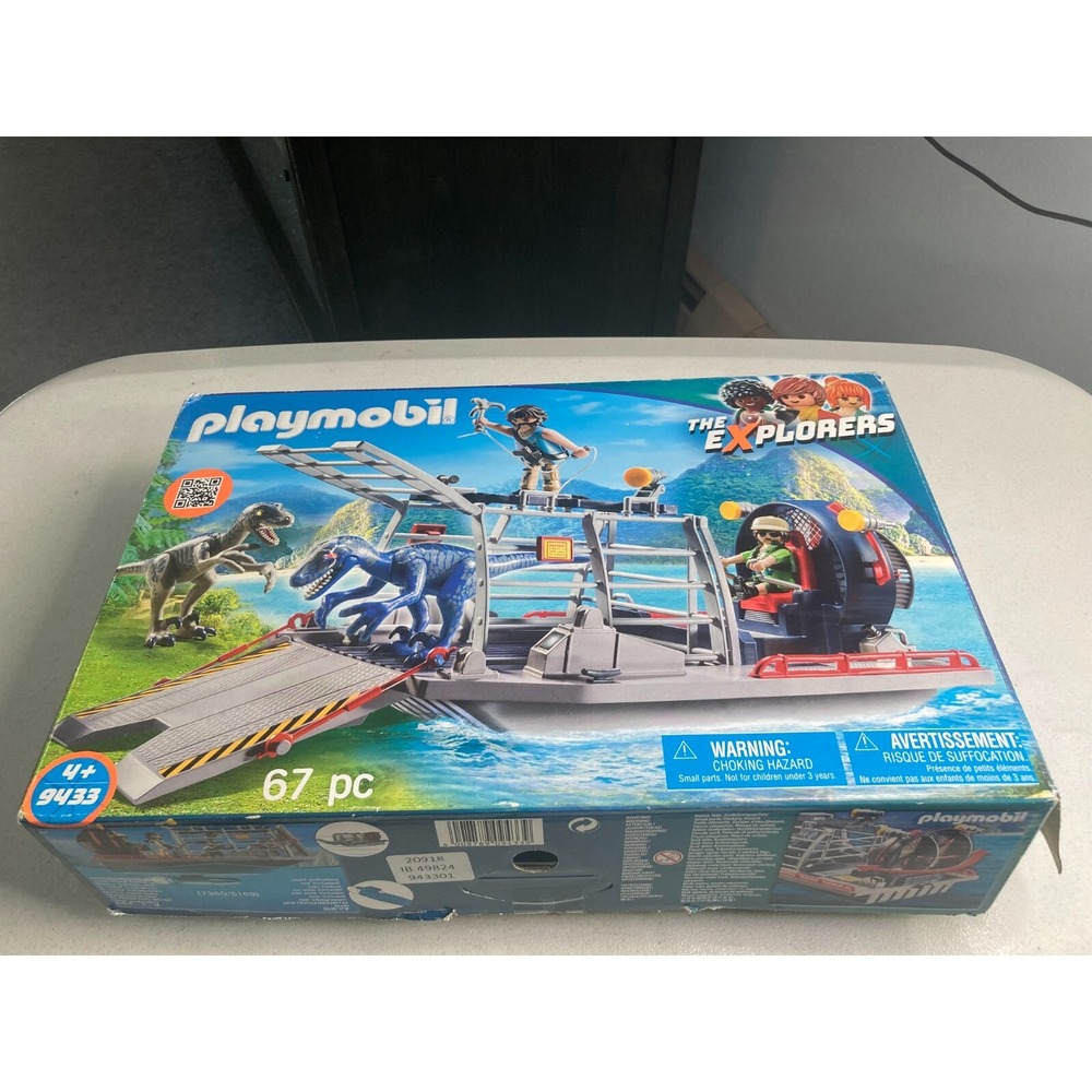 PLAYMOBIL DINOSAUR EXPLORERS 9433 RAPTORS AIRBOAT PLAYSET Incomplete Has Raptors